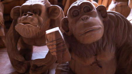 Hindu and Buddhist wooden carving. souvenir shop selling souvenirs and handicrafts of Bali at famous...