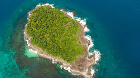 Tropical limestone island. Caramoan Islands, Camarines Sur, Philippines. aerial drone. Summer and travel vacation conceptの写真素材