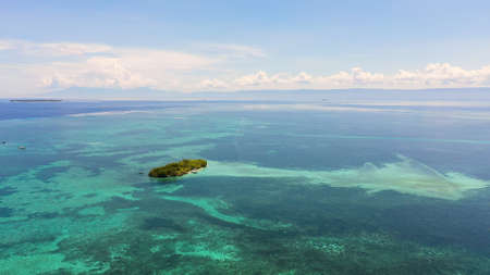 Tropical island in the middle of a coral reef . Summer and travel vacation concept. Panglao, Philippines.の写真素材