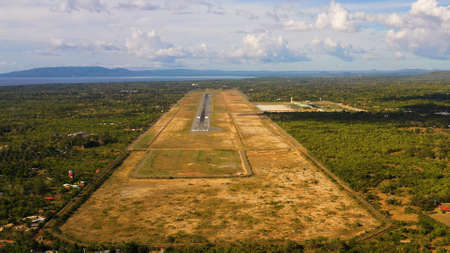 Panglao Island International Airport Runway view from above. Philippines, Bohol.の写真素材