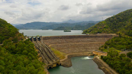 Dam and hydroelectric power station in the mountainous province. Randenigala, Sri Lanka.