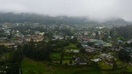 Aerial view of town of Nuwara Eliya in the mountains. The coldest place in Sri Lanka.