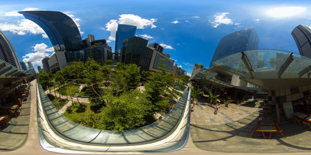 January 5 2020: A Manila: Business center with skyscrapers and modern buildings. Manila city, Philippines. Bonifacio Global City. Travel vacation concept. 360VR.のeditorial素材