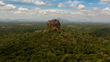Sigiriya or the Lion Rock, an ancient fortress and a palace with gardens.の写真素材