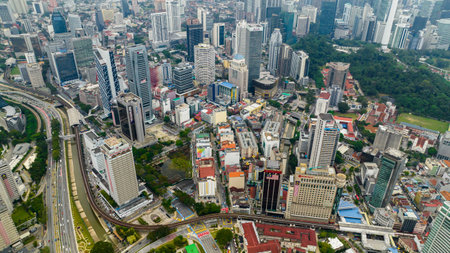Kuala Lumpur, Malaysia - September 11, 2022: Aerial view of capital of Malaysia is the city of Kuala...