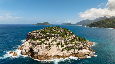 Tropical islands with vegetation in the Seychelles. Seychelles.の写真素材