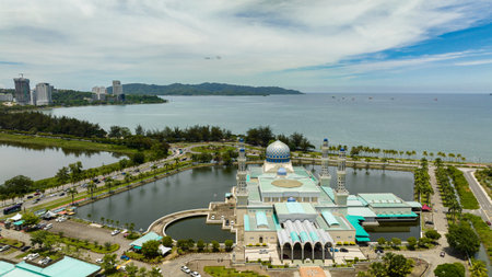 Masjid Bandaraya Kota Kinabalu by the sea. City mosque. Sabah, Borneo. Malaysia.