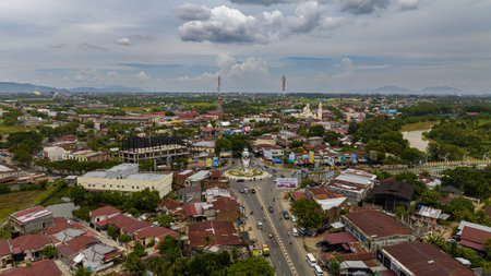 Top view of Banda Aceh is the capital and largest city in the province of Aceh. Sumatra, Indonesia.の写真素材