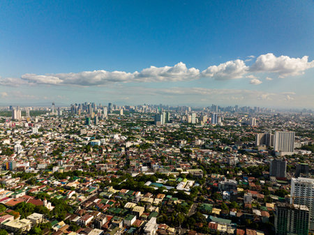 Aerial view of Manila is the capital of the Philippines with modern buildings and skyscrapers.の写真素材