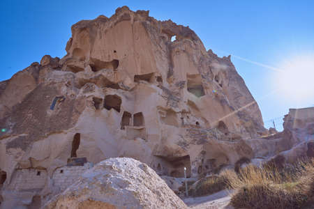 Old ancient city in Cappadocia. The mountains. Turkeyの写真素材