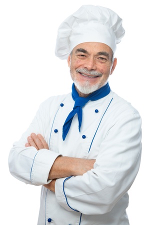 Portrait of a handsome chef isolated on whiteの写真素材
