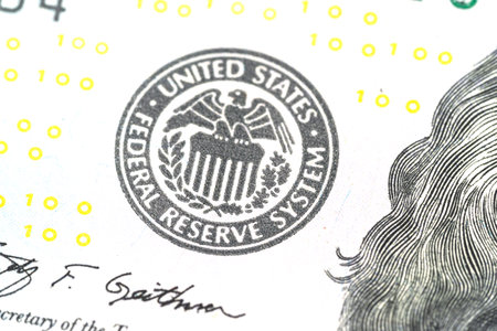 Close-up elements of dollar bills. Money, US dollar bills background. Paper money is scattered on...
