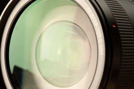 professional camera lens on a black background