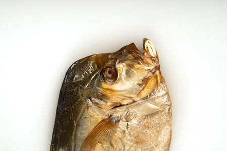 Vomer smoked fish on a white backgroundの写真素材