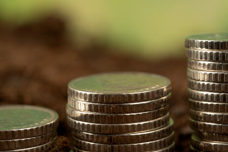 money growht in soil and tree concept, business success finance