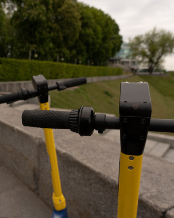 Close-up of an electric scooter in the city