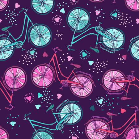 funny pattern with bicyclesのイラスト素材