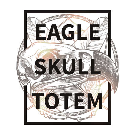 Fashionable Hipster Design With Eagle Skullのイラスト素材