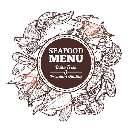Seafood Sketch Menuのイラスト素材