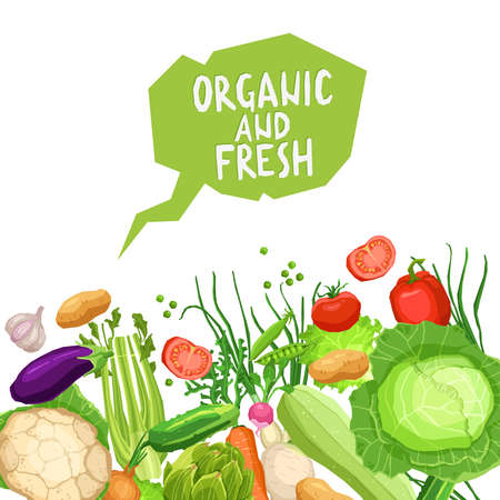 Organic And Fresh Vegetables - Healthy And Vegetarian Food Concept.のイラスト素材