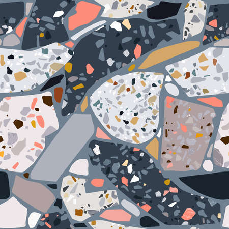 Terrazzo polished stone trendy vector abstract background. Italian and classic venetian style. Seamless pattern for home decore, textile, wallpaper, tile, wrappingのイラスト素材