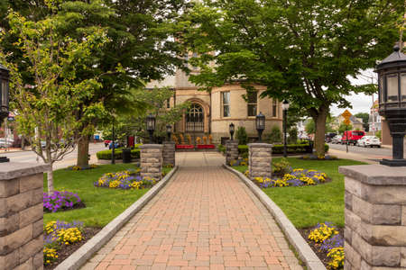 Beautiful garden in front of house at Everett MAの写真素材