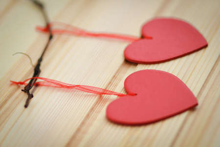 Two red heartsの写真素材