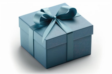 Blue Gift Box on White Background - Generative AIの素材