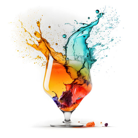 Cocktail Splash on White Background - Generative AIの素材