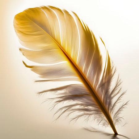 Delicate Yellow Bird Feather Soft - Generative AIの素材