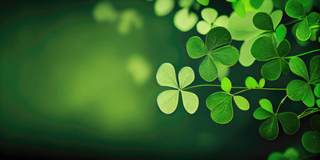 Clover Leaves with Green Background - Generative AIの素材