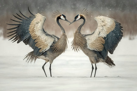 Crane Courtship Dance - Generative AIの素材