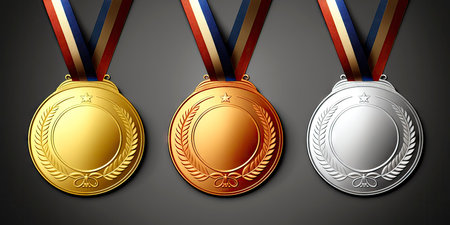 Golden Medal with Ribbon: Celebrate Victory and Achievement. Generative AIの素材