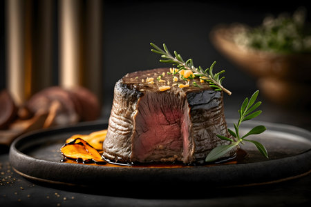 Sizzling Grilled Beef Fillet Steak for Your Next BBQ Party. Generative AIの素材