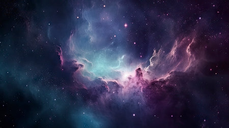 Cosmic Clouds and Beautiful Universe Night Sky Background for Posters and Web Design. Generative AIの素材