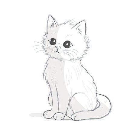 Fluffy Cat Sitting Upright for Greeting Cards and Posters. Generative AIの素材