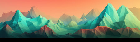Pastel Gradient Geometric Mountains with Sun Wallpaper. Perfect for Invitations and Posters. Generative AIの素材
