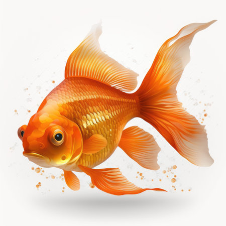 Golden Fish Swimming in Clear Water. Perfect for Aquarium Websites. Generative AIの素材
