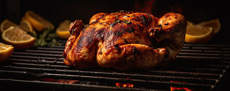 Grilled Chicken on the Grill: Mouthwatering BBQ Delight. Generative AIの素材