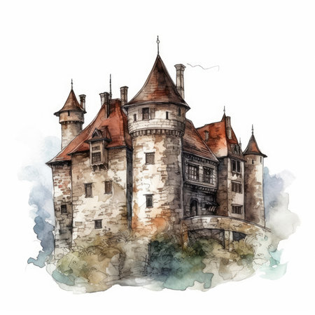 Realistic Watercolor Clipart on Clean White Background for Invitations and Posters. Generative AIの素材