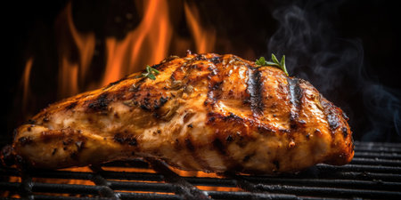 Grilled Chicken on the Grill: A Mouthwatering Delight for Your Next BBQ. Generative AIの素材