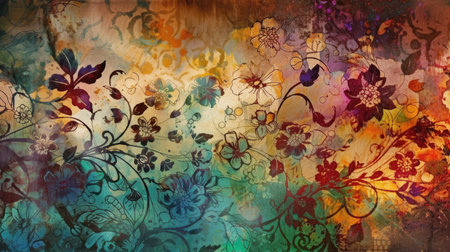 Colorful Grunge Abstract Art Paper Texture for Scrapbooking. Generative AIの素材