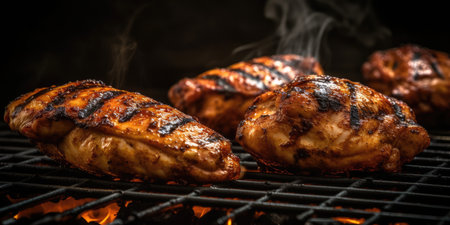 Grilled Chicken on the Grill: A Mouthwatering Delight for Foodies. Generative AIの素材