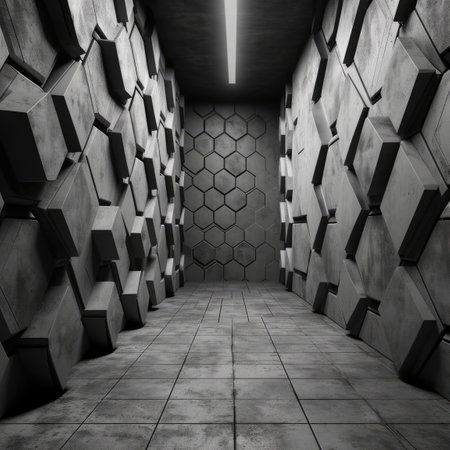 Futuristic Hexagonal Wall Background. Perfect for Web Design. Generative AIの素材