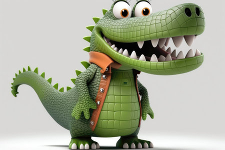 Cartoon Crocodile in High Resolution for Children's Book Illustrations. Generative AIの素材