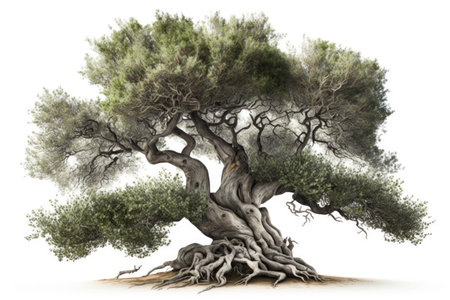 Majestic Old Tree on White Background for Nature-Themed Designs. Generative AIの素材