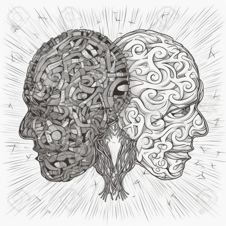Continuous Line Drawing of Human Brain: Balancing Creativity and Logic. Generative AIの素材