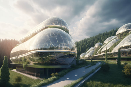 Futuristic Solar-Powered Construction for Sustainable Living. Generative AIの素材