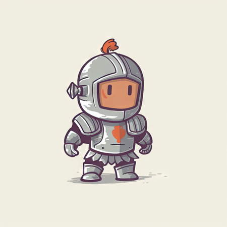 Minimalist Baby Character in Full Body Armor with a Cute and Happy Face. Perfect for Invitations and Posters. Generative AIの素材