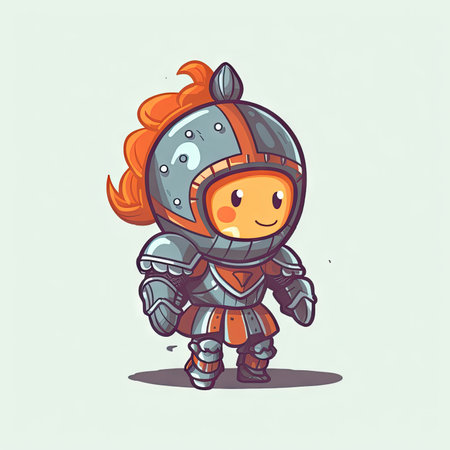 Minimalist Baby Character in Full Body Armor with a Cute and Happy Face. Perfect for Invitations and Posters. Generative AIの素材